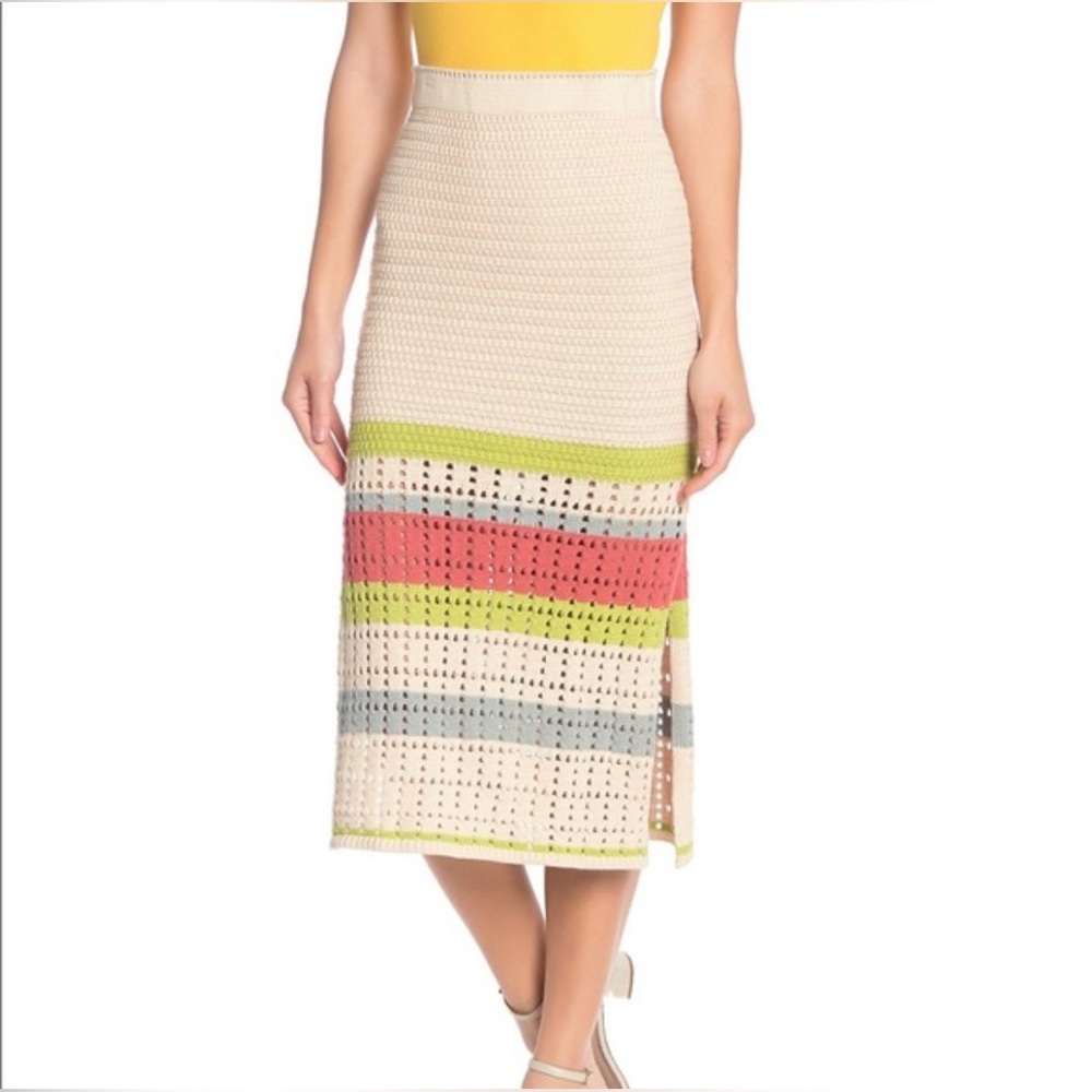 Free People Far From Here crochet midi skirt, XS